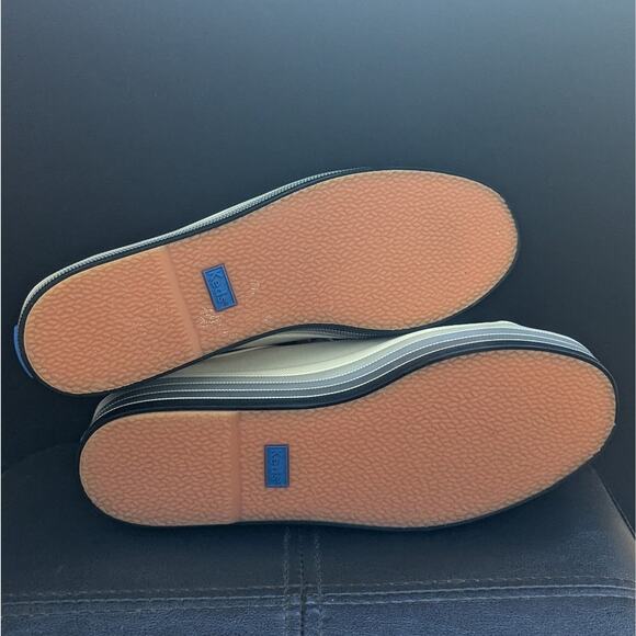 Keds Triple Kick Blue Rainbow Stripe Platform White Leather Lace Up Sneakers - Picture 5 of 7